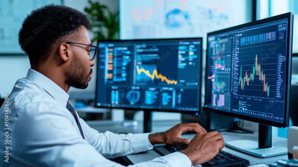 Business Team Analyzing Data in Modern Office Environment Business Team Analyzing Data in Modern Office Environment