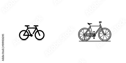 On a white background, there is a black silhouette of a bicycle.