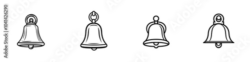 On a white background, an outline of a bell is shown in black and white.