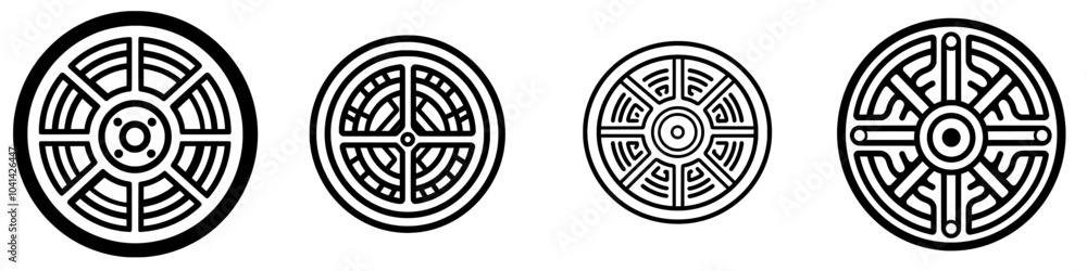 Design of a barbell plate icon line in a trendy style Design of a barbell plate icon line in a trendy style
