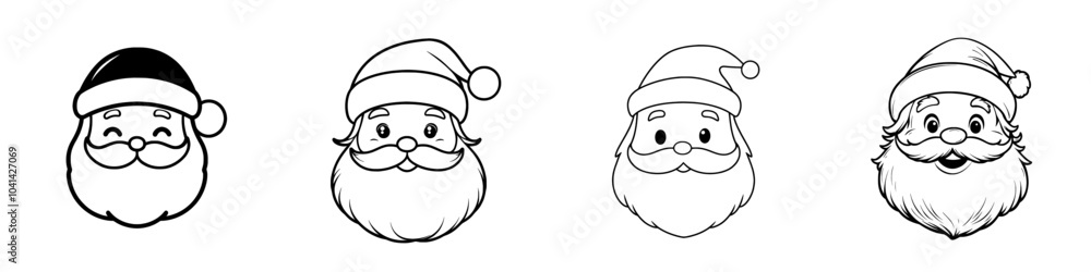 Christmas hat drawing of Santa Claus depicted as a minimalist oneline drawing Christmas hat drawing of Santa Claus depicted as a minimalist oneline drawing