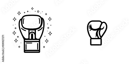 Stylish icon line for boxing gloves
