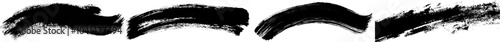 Brush strokes in modern paint, thick grunge lines and rectangle shapes. Sketchy bold horizontal line. Black ink brush strokes. Highlighting with grunge marker.