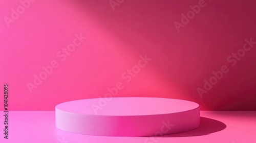 Round platform mockup set against a vibrant pink background showcasing a podium template