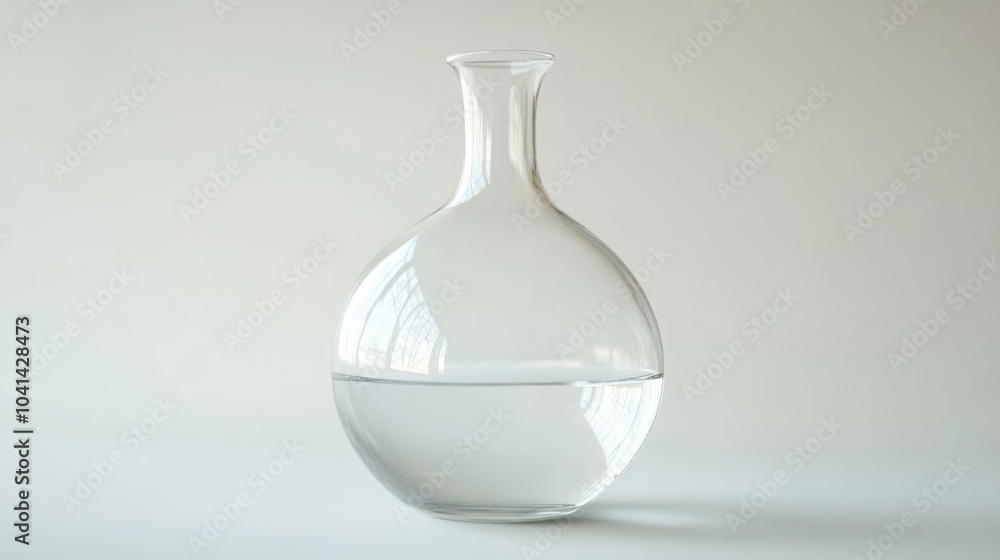 Glass vase filled with water isolated against a white backdrop Glass vase filled with water isolated against a white backdrop