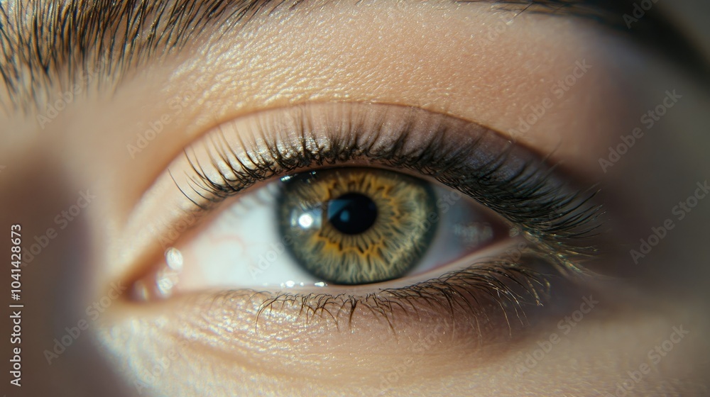 Beautiful close-up of a female eye, showing soft, natural makeup with defined brows and lashes for a clean, elegant beauty look. Beautiful close-up of a female eye, showing soft, natural makeup with defined brows and lashes for a clean, elegant beauty look.
