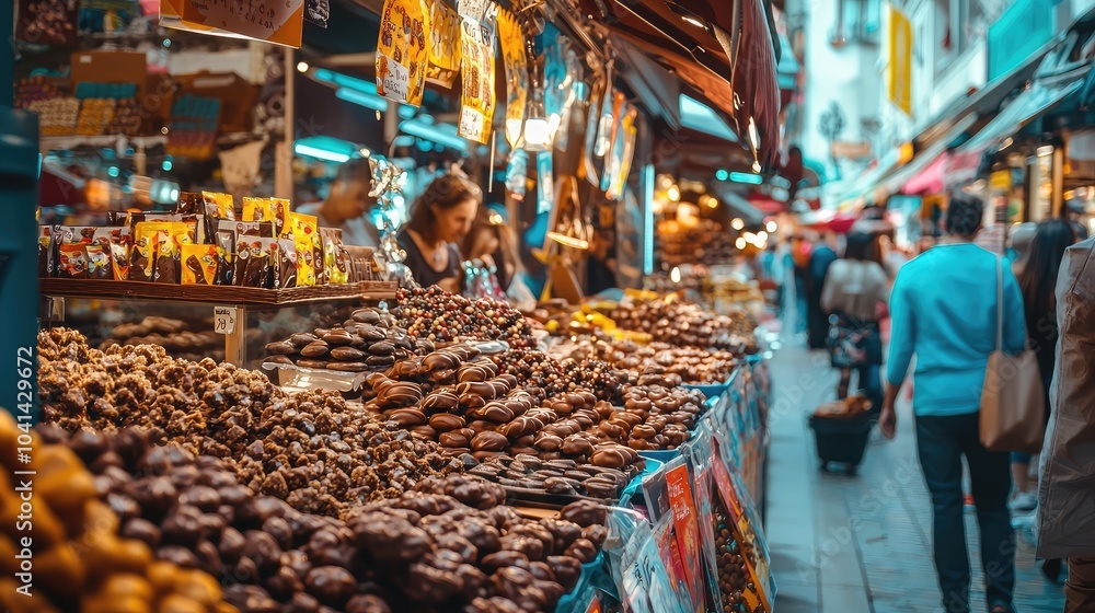 Obraz premium Vibrant Street Market with Handmade Stalls