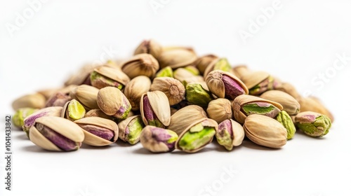 Wallpaper Mural Close-up shot of a heap of unshelled pistachios on a white background, their textures and details highlighted Torontodigital.ca