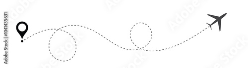  dotted path and location pin. Route location icon two pin sign and dotted line. Travel vector icon. Dotted line simple shape vector symbol
