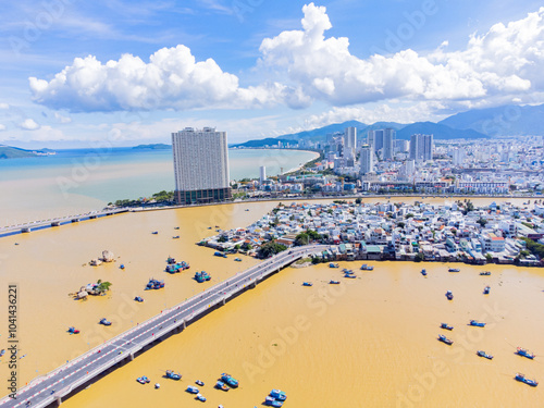 The Kai River in Nha Trang.

A resort town in Vietnam. October is the rainy season. The water in the river rises and turns red due to the muddy bottom and the flow of water from the mountains. 