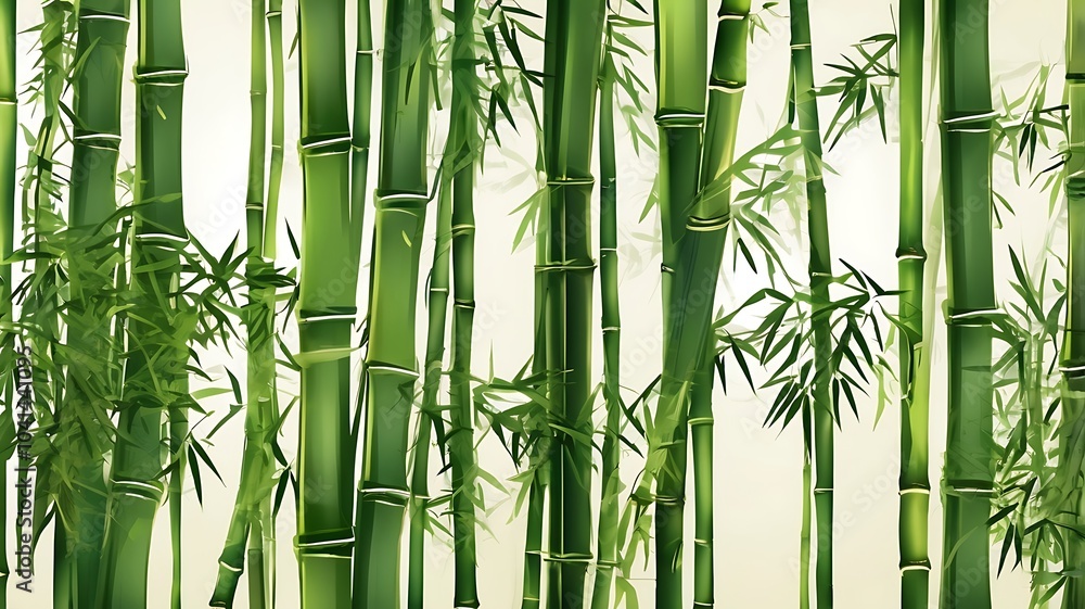 Obraz premium Background template with green bamboo illustration. 