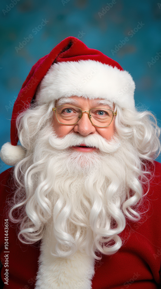 Charming Santa Claus Portrait on Vibrant Background for Festive Holiday Cheer Charming Santa Claus Portrait on Vibrant Background for Festive Holiday Cheer