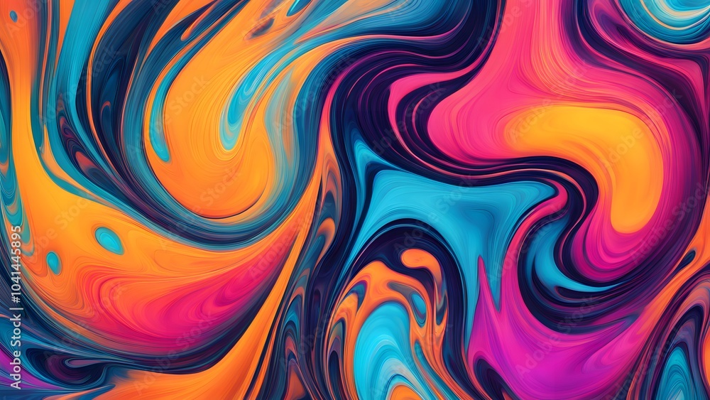 Obraz premium Dynamic Explosion of Rich and Vivid Colors in an Abstract Swirling Pattern, Creating a Fluid Movement that Combines Artistic Expression with a Captiv (64)