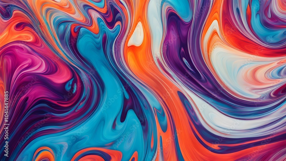 Fototapeta premium Dynamic Explosion of Rich and Vivid Colors in an Abstract Swirling Pattern, Creating a Fluid Movement that Combines Artistic Expression with a Captiv (79)