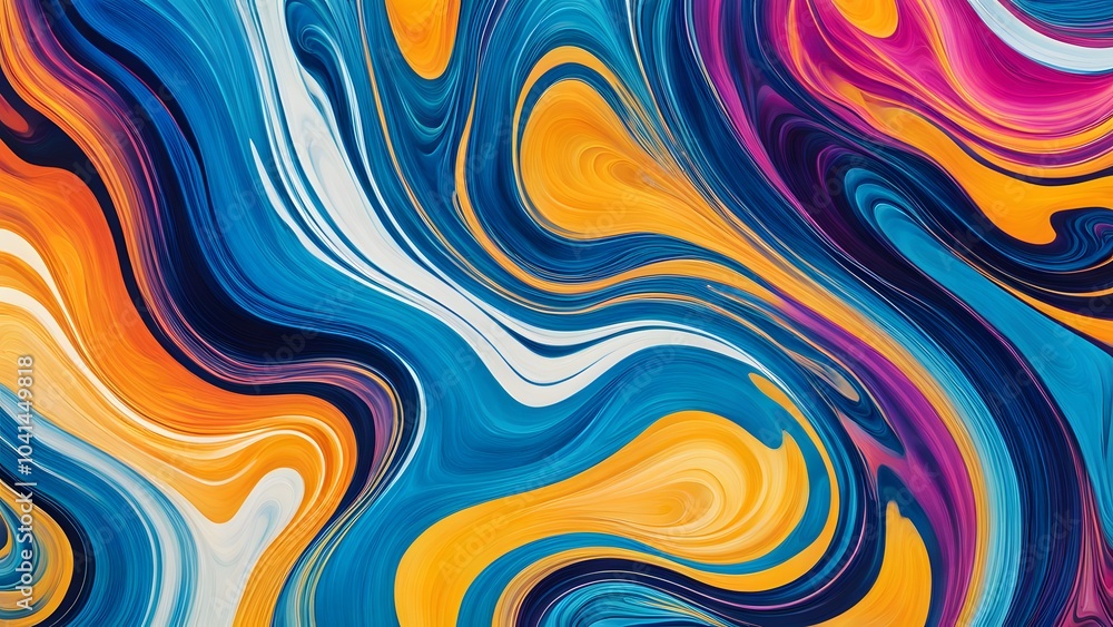 Fototapeta premium Dynamic Explosion of Rich and Vivid Colors in an Abstract Swirling Pattern, Creating a Fluid Movement that Combines Artistic Expression with a Captiv (98)