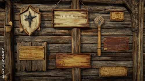 Obraz na płótnie Rustic Wooden Planks with Cartoon Style Texture w salonie