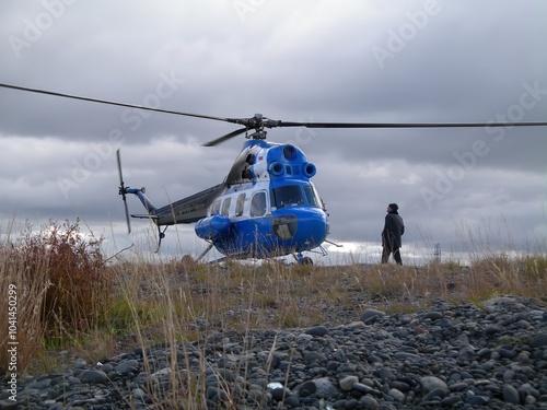 Wildlife of the Far North of Russia. Helicopter