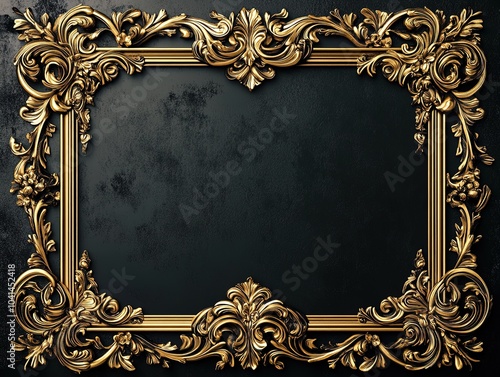 Exquisite Golden Artwork Frame on Emerald Green Background: Perfect for Sports Interior Posters and Elegant Home Décor