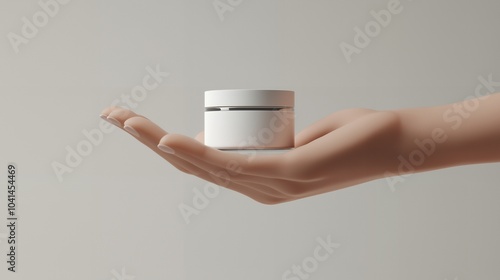 Hand Holding a Cosmetic Jar photo