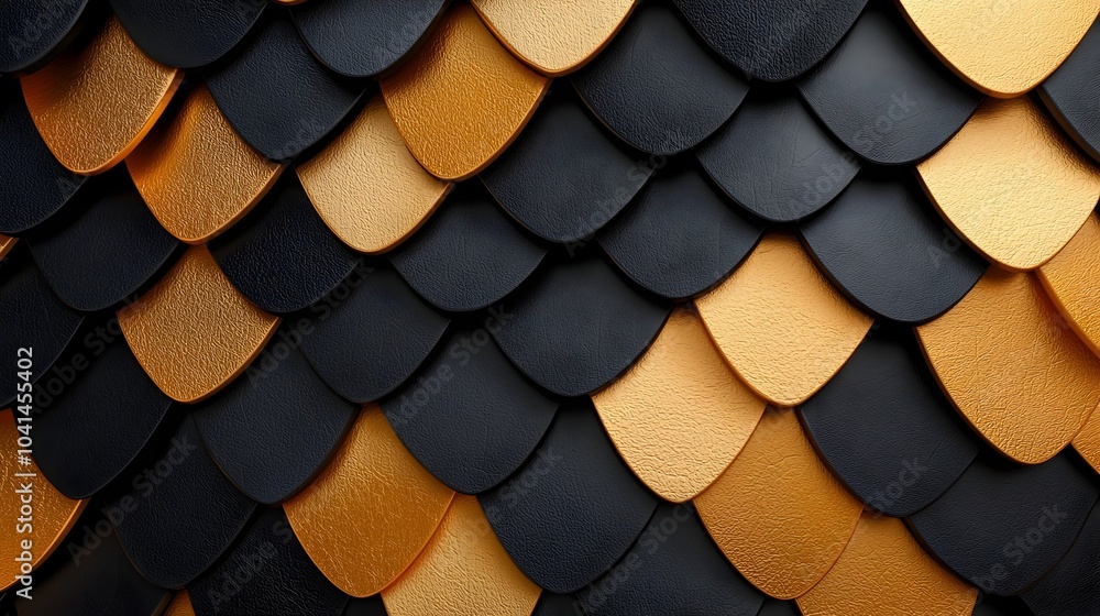 Fototapeta premium Glossy 3D diamond mesh texture in a bold and luxurious combination of gold and black The high contrast reflective surface creates a visual with an opulent glamorous feel