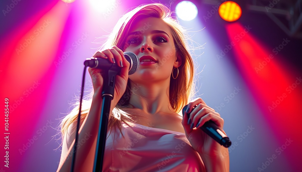 In the Spotlight: Singer at the Microphone In the Spotlight: Singer at the Microphone