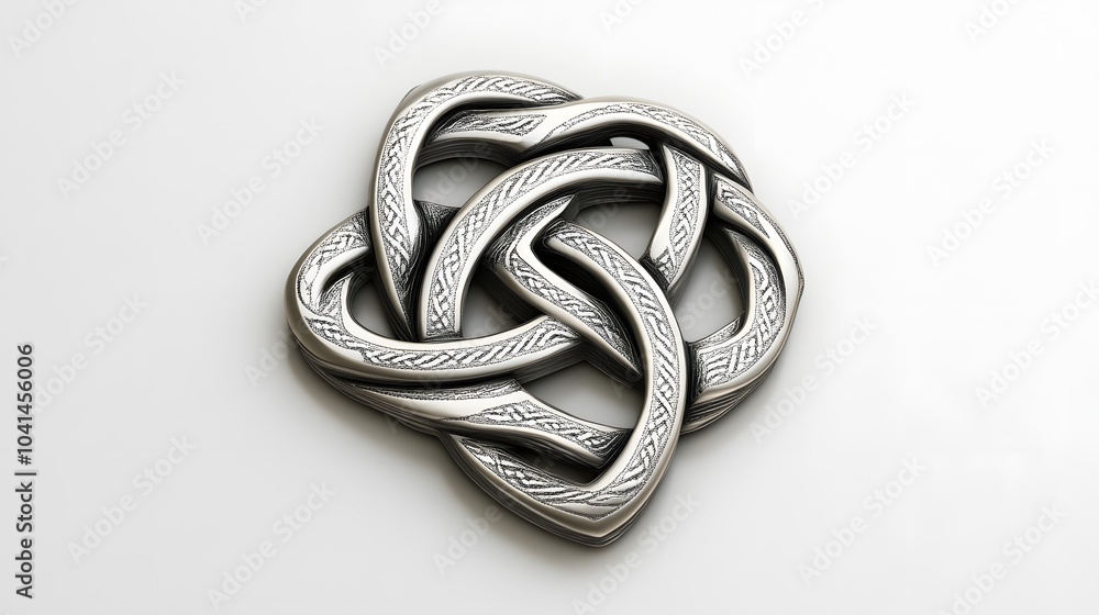 Fototapeta premium Intricate celtic knot design on metallic background with braided patterns