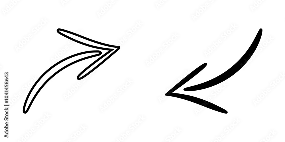 Curved arrow icon vector. Arrow pointer icon sign symbol vector. Arrow right left vector icon illustration isolated on white background Curved arrow icon vector. Arrow pointer icon sign symbol vector. Arrow right left vector icon illustration isolated on white background
