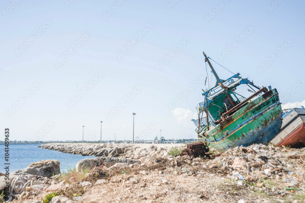 fishing boats in harbour in Portopalo in Sicily fishing boats in harbour in Portopalo in Sicily