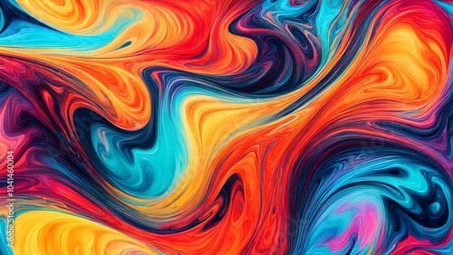 Immersive Abstract Fluid Art Featuring a Beautifully Chaotic Mix of Swirling Colors, Blending Fiery Reds, Cool Blues, and Bright Oranges into a Stunn (23)