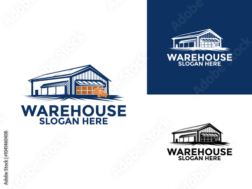 Warehouse factory industry logo vector illustration design, Warehouse Storage logo design template
