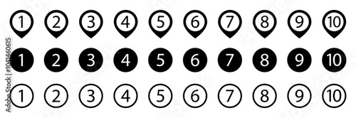 Number 1 to 10 icon. Bullet points numbers. list markers from 1 to 10. Vector design elements set for modern infographic. Vector illustration