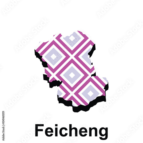 Map City of Feicheng modern pattern geometric, High detailed vector illustration Design Template, suitable for your company photo