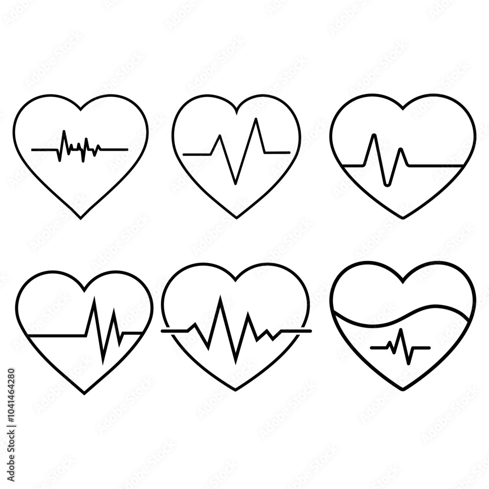 Pulse icon vector set. Heartbeat illustration sign collection. Heart rhythm symbol. Cardiology logo. Pulse icon vector set. Heartbeat illustration sign collection. Heart rhythm symbol. Cardiology logo.