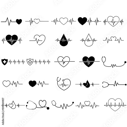 Pulse icon vector set. Heartbeat illustration sign collection. Heart rhythm symbol. Cardiology logo.