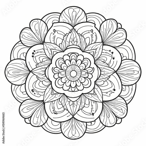 Flower Oriental Mandala Coloring Book Page