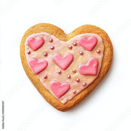 Heart shaped cookie on white background photo