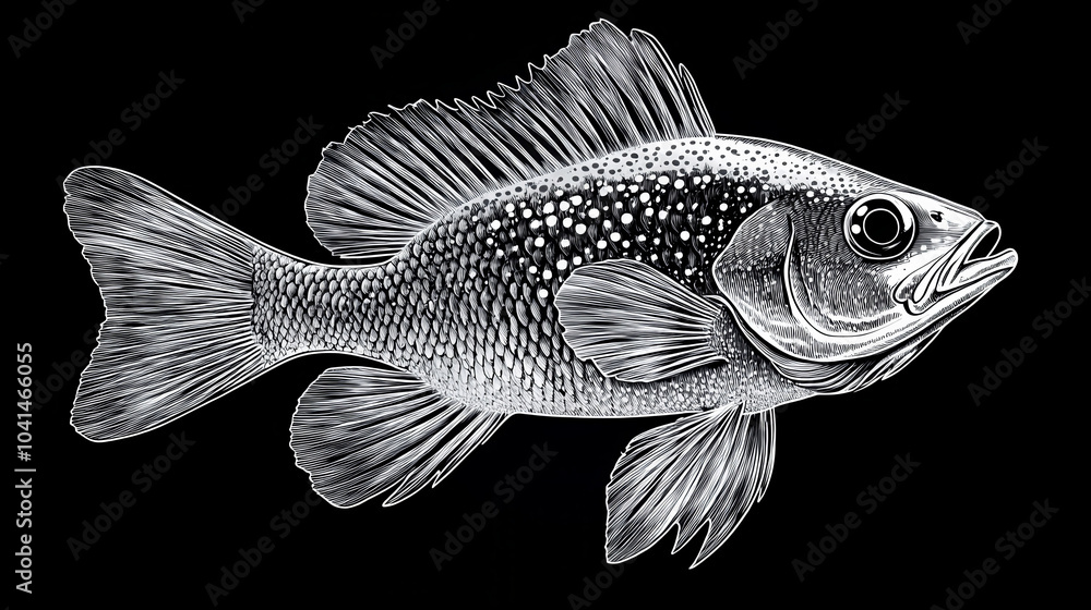 Sketch Engraving of Deep Sea Angler Fish with Illuminated Lure in Vector Format Sketch Engraving of Deep Sea Angler Fish with Illuminated Lure in Vector Format