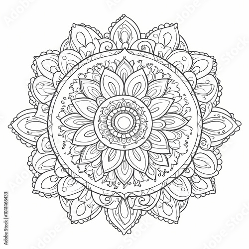 Flower Oriental Mandala Coloring Book Page