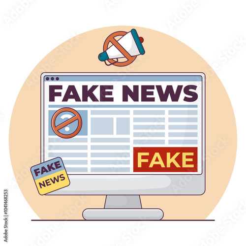 Fake News Concepts, Press, Junk News Content, False information on Online News,  Disinformation in Newspaper. Isolated on White Background