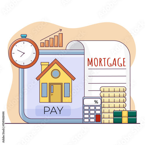 Mortgage and Rent Concept, Home Credit, House Loan To Real Estate, Mortgage Rate, Purchasing Property, Home Loan. Isolated On White Background