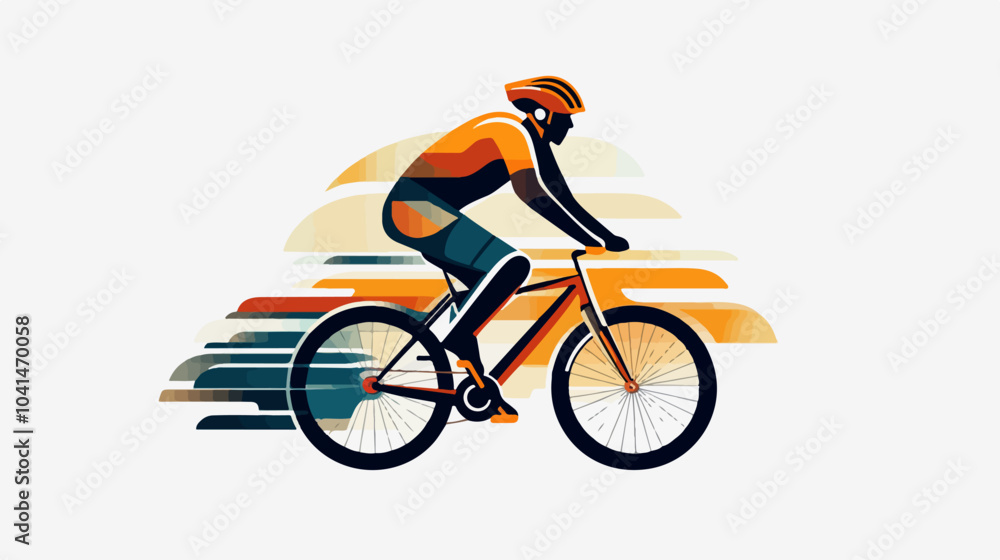 Obraz premium Flat illustration of a guy on a bicycle. Bike ride. Cycling.