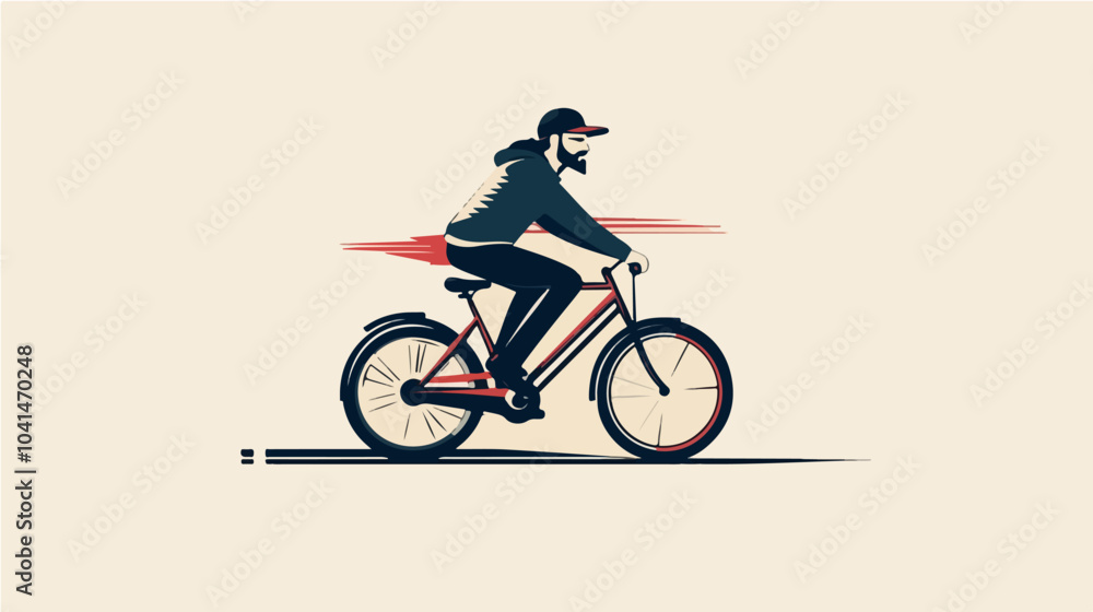 Obraz premium Flat illustration of a guy on a bicycle. Bike ride. Cycling.