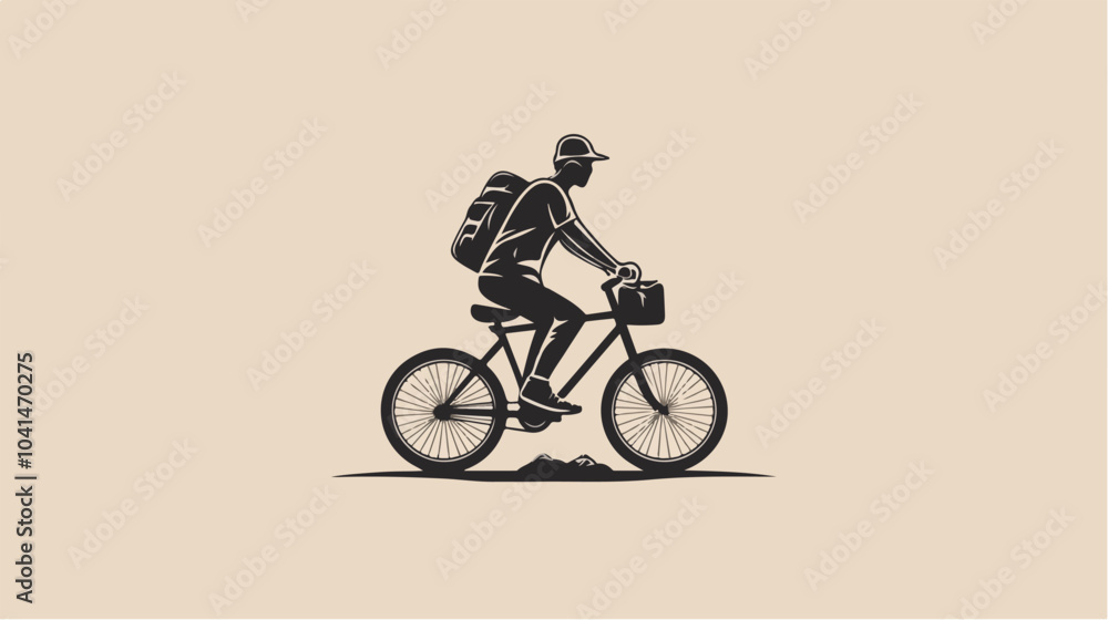 Obraz premium Flat illustration of a guy on a bicycle. Bike ride. Cycling.