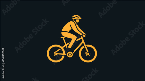 Flat illustration of a guy on a bicycle. Bike ride. Cycling.