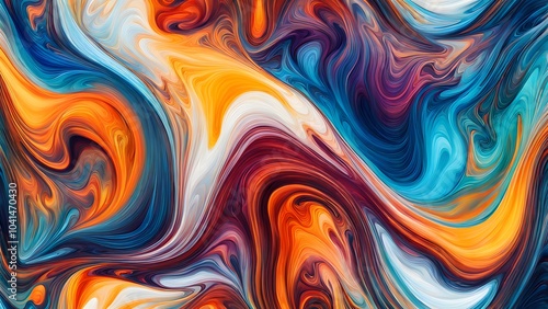 Immersive Abstract Fluid Art Featuring a Beautifully Chaotic Mix of Swirling Colors, Blending Fiery Reds, Cool Blues, and Bright Oranges into a Stunn (12)