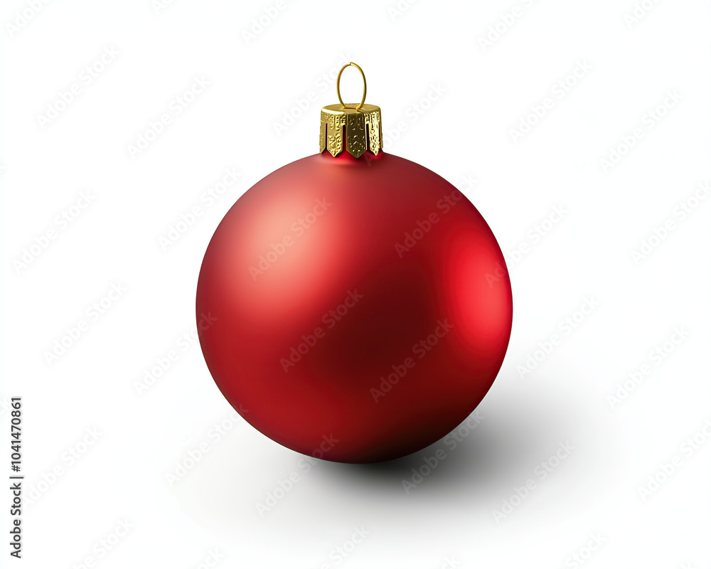 Red Holiday Ornament with Golden Cap in Simple Setting Red Holiday Ornament with Golden Cap in Simple Setting
