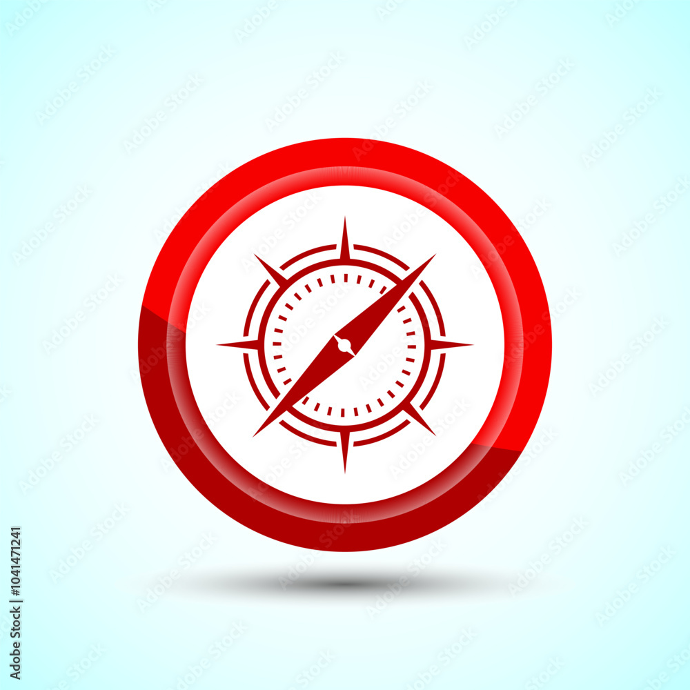 Compass icon design illustration, Navigation sign symbol for apps and websites, Red Color Button Design Compass icon design illustration, Navigation sign symbol for apps and websites, Red Color Button Design