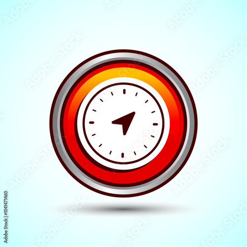 Compass icon design illustration, Navigation sign symbol for apps and websites, Orange Color Round Button Design