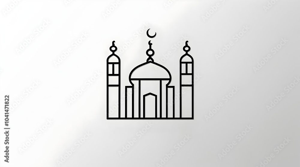 Fototapeta premium Minimalist Line Art Mosque Illustration