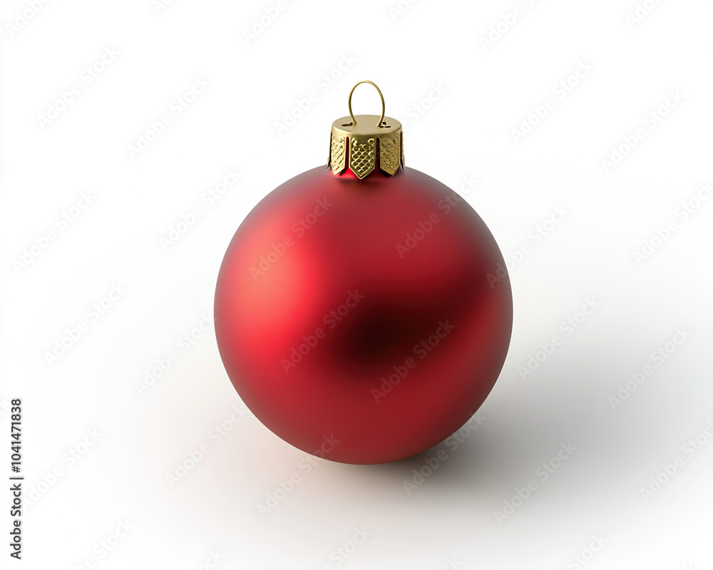 Shiny Red Christmas Decoration on White Shiny Red Christmas Decoration on White